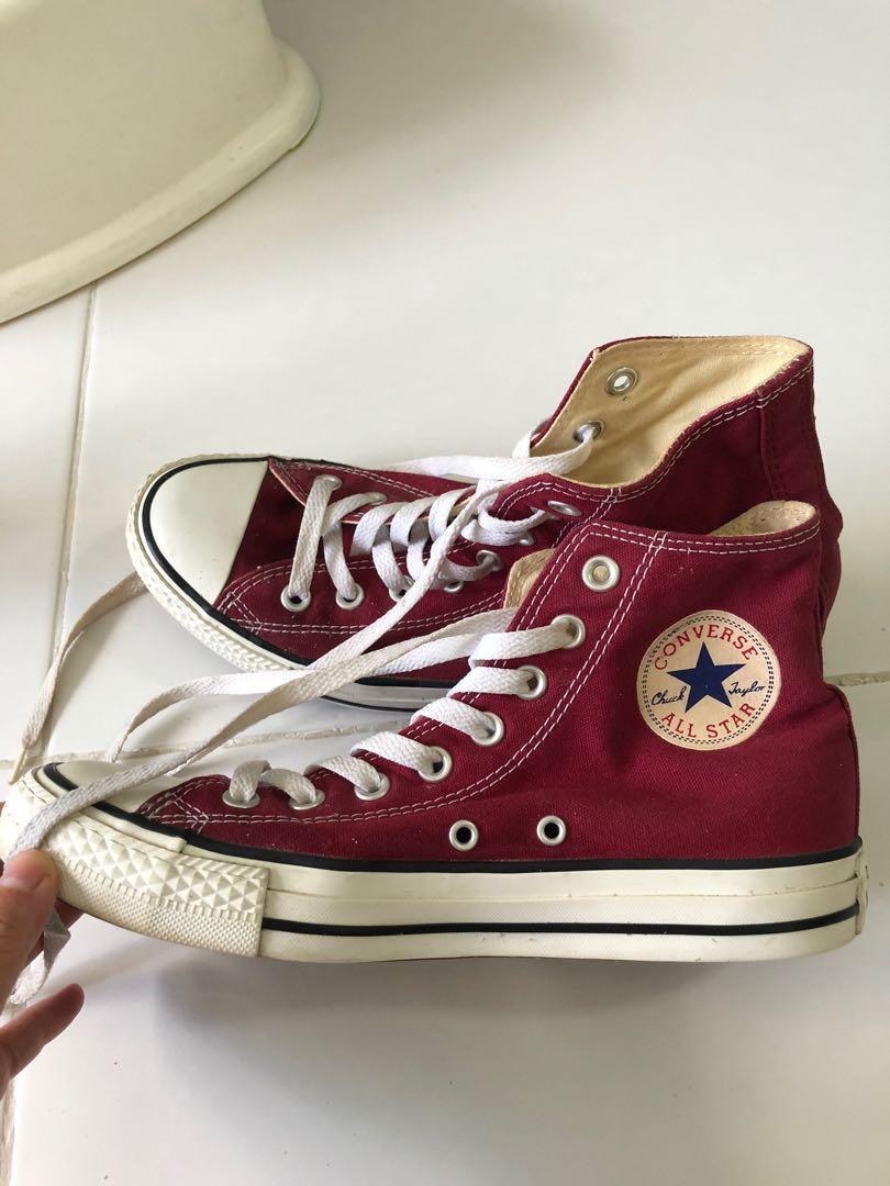 Maroon Converse High Cut Shoes Men s Fashion Footwear Sneakers