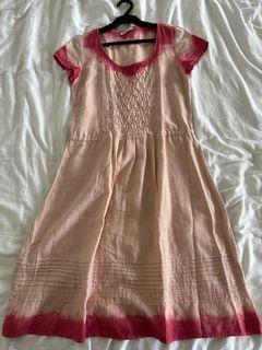 Pink tie dye linen dress