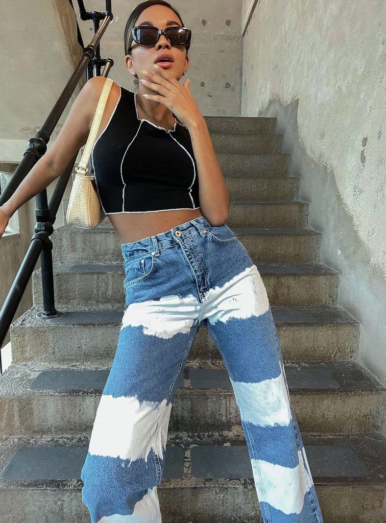 ragged priest mid blue dad jeans 