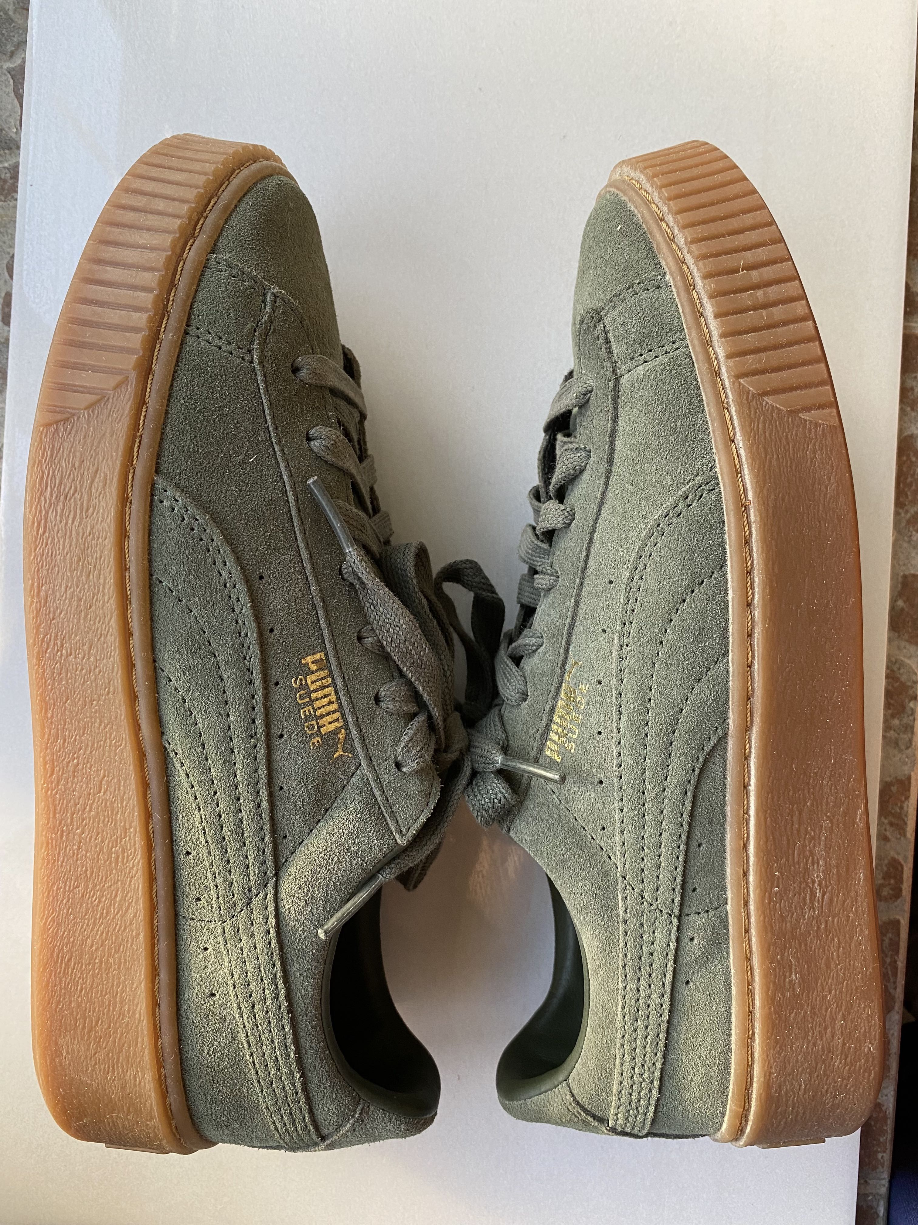 Puma suede cheap platform khaki