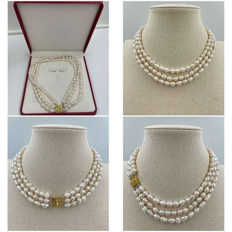 Real pearl 3 layered necklace Women s Fashion Jewelry Organizers Necklaces on Carousell