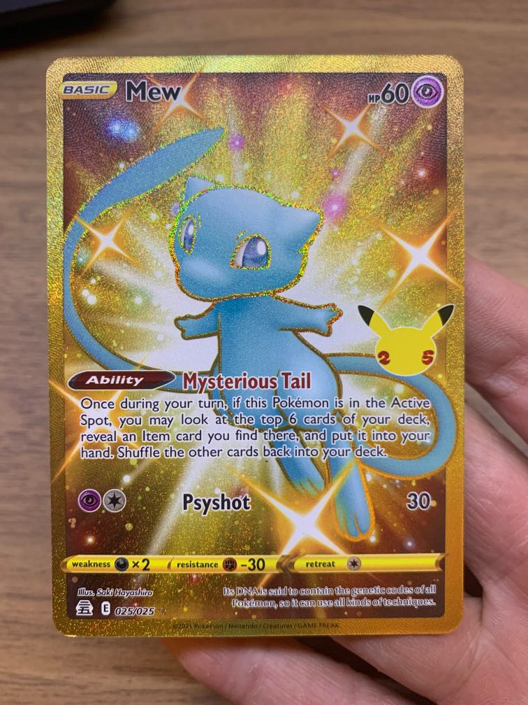 Pokemon Celebrations Gold Shiny Mew Card - 025/025 Pack Fresh 25th  Anniversary
