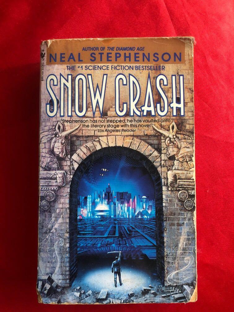Snow Crash novel book cover with futuristic digital design