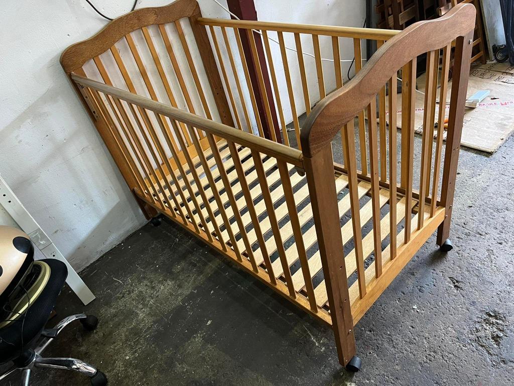 Solid Wood Katil Baby Cot Wheels, Babies & Kids, Baby Nursery & Kids