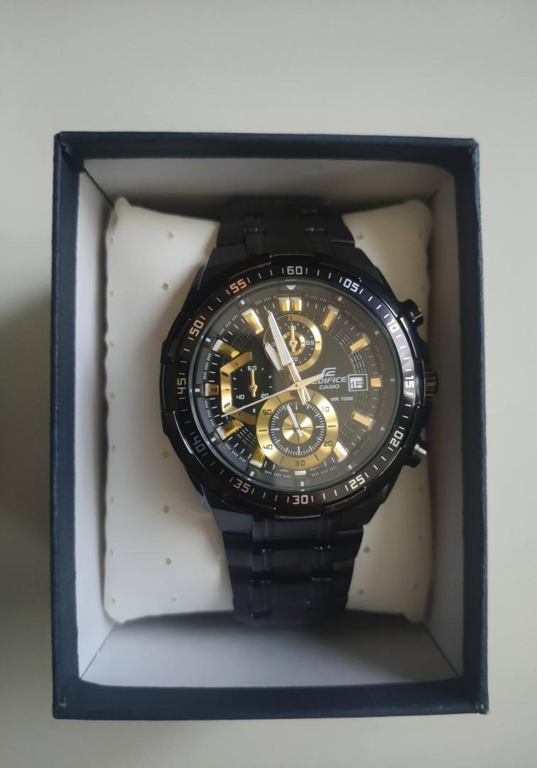 Sell4Me Stainless Steel Casio Edifice EFR 539BK Black Gold Men