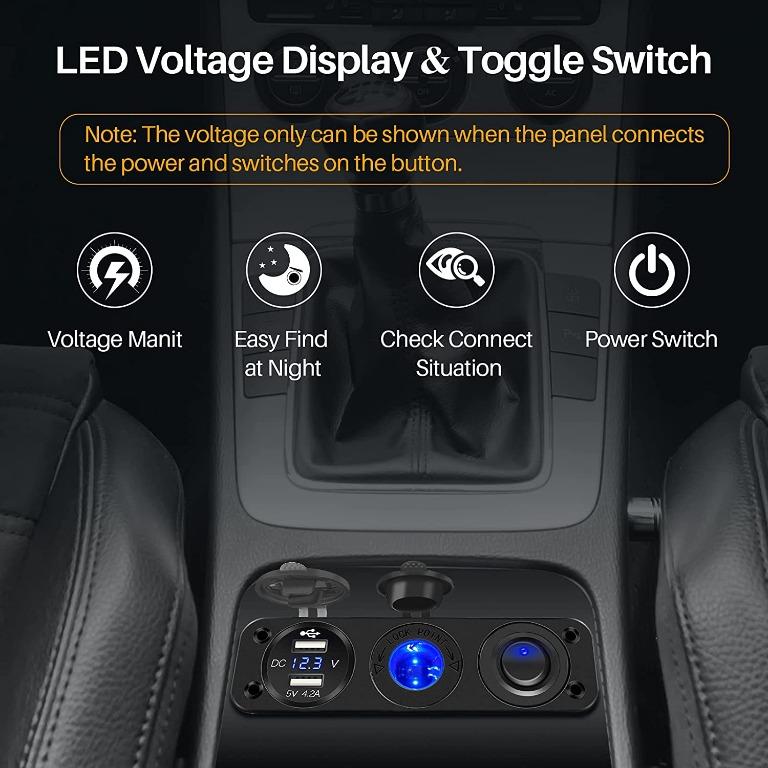 Thlevel Dual USB Charger Socket, Dual 5V/4.2A USB Car Charger Power Outlet  with