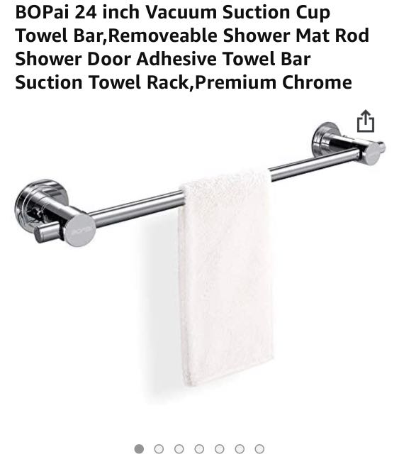 BOPai 24 inch Vacuum Suction Cup Towel Bar,Removeable Shower Mat Rod Shower  Door Adhesive Towel Bar Rack,Premium Chrome