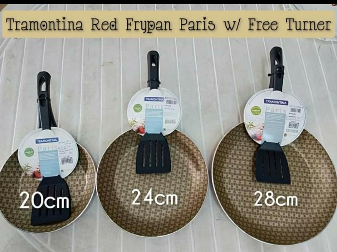 Tramontina Frypan Paris (Category: Cookware & Accessories) located in Manila. Submitted by JBAL.GEN.MDSE (Listing ID 1135662198, Image 2). Description: Take all for ₱ 2,900 only 20cm php: 800 24cm php: 1,000 28cm php: 1,300.