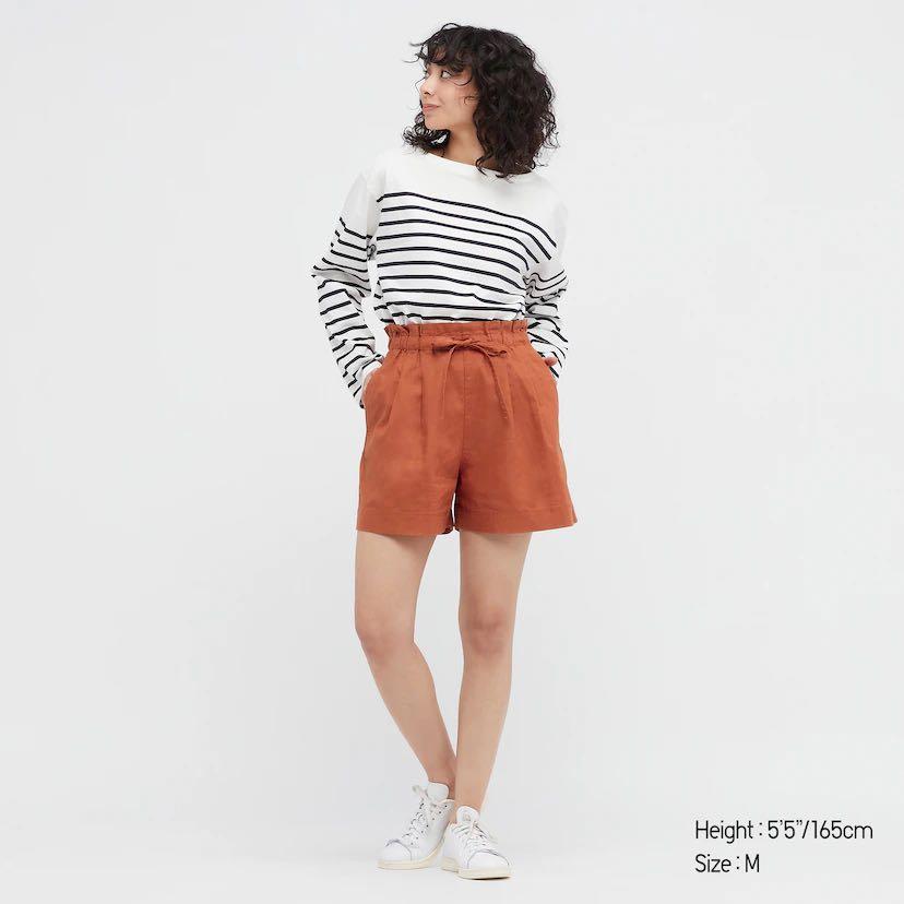 Uniqlo Orange Linen Shorts Women s Fashion Bottoms Shorts on Carousell