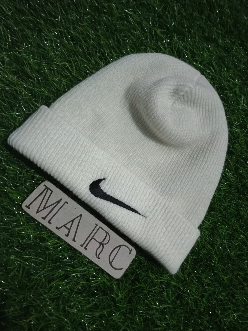 VINTAGE NIKE SWOOSH BEANIE (CREAM), Men 
