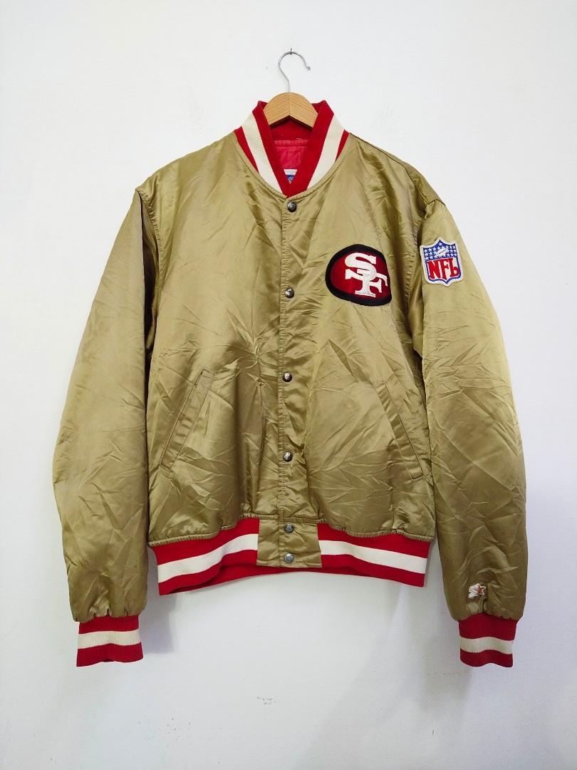 80s San Francisco 49ers Gold Satin Varsity Jacket - Men's