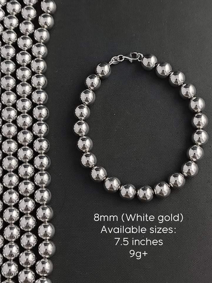 18K Saudi Gold whitegold Tiffany ball bracelet Women s Fashion