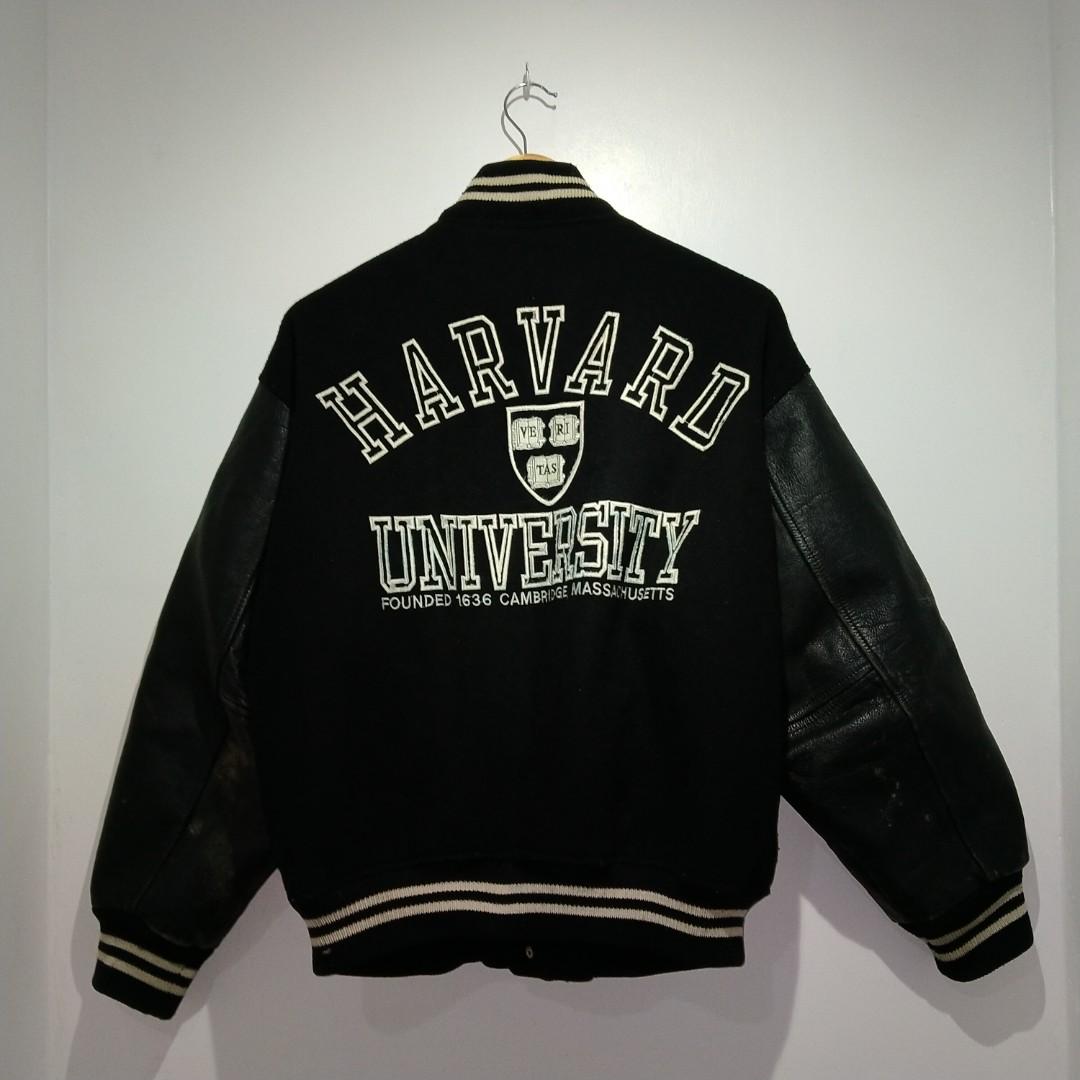1990s Harvard University wool leather letterman varsity jacket, Men's