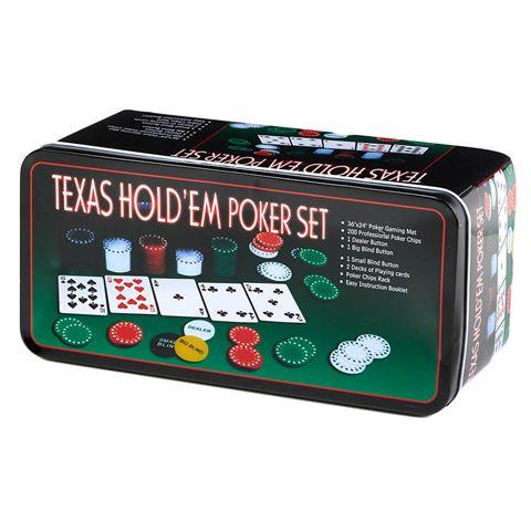 Chips & Mat 2 in 1 Texas Hold'em Poker & Blackjack Set Casino Game with Cards 