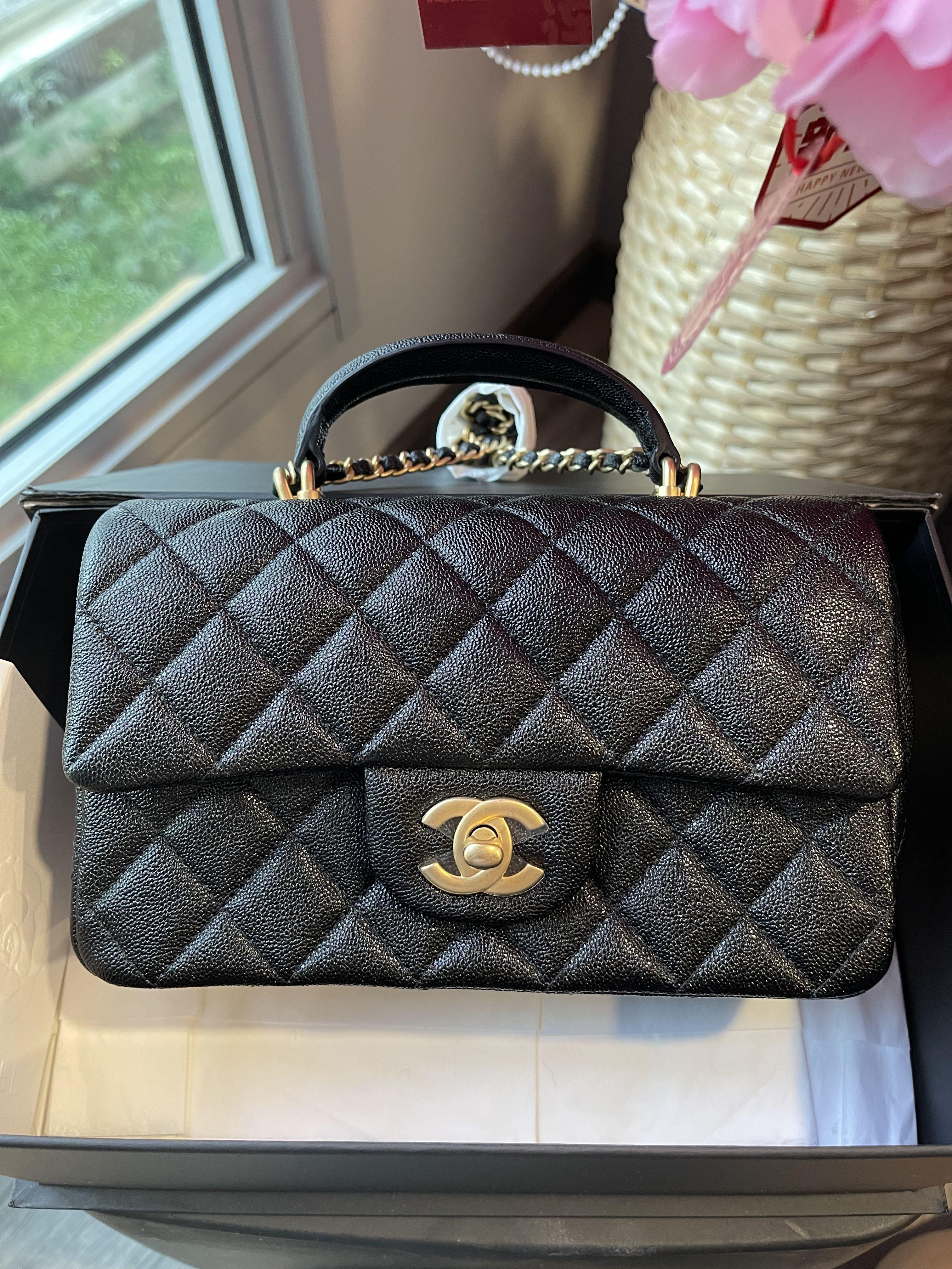 21S Chanel Mini With Top Handle, Luxury, Bags & Wallets on Carousell