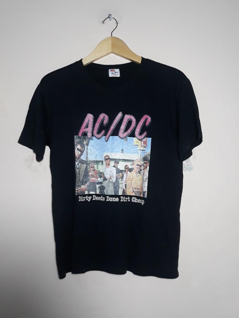 AC/DC Kaos Band Bootleg, Fesyen Pria, Pakaian , Atasan di Carousell
