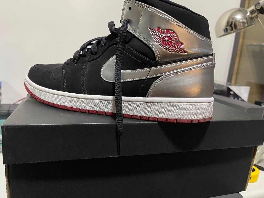 air jordan 1 black gym red metallic silver