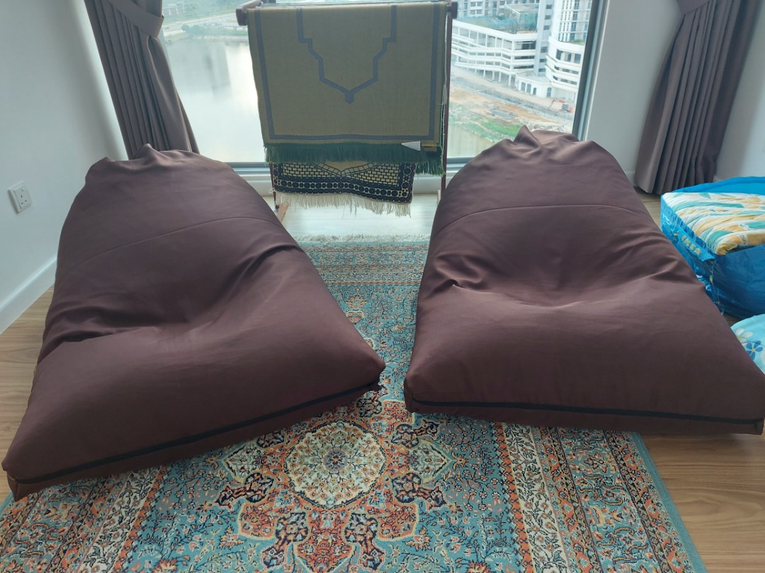 Big Brown Bean Bag x 2, Furniture & Home Living, Home Improvement