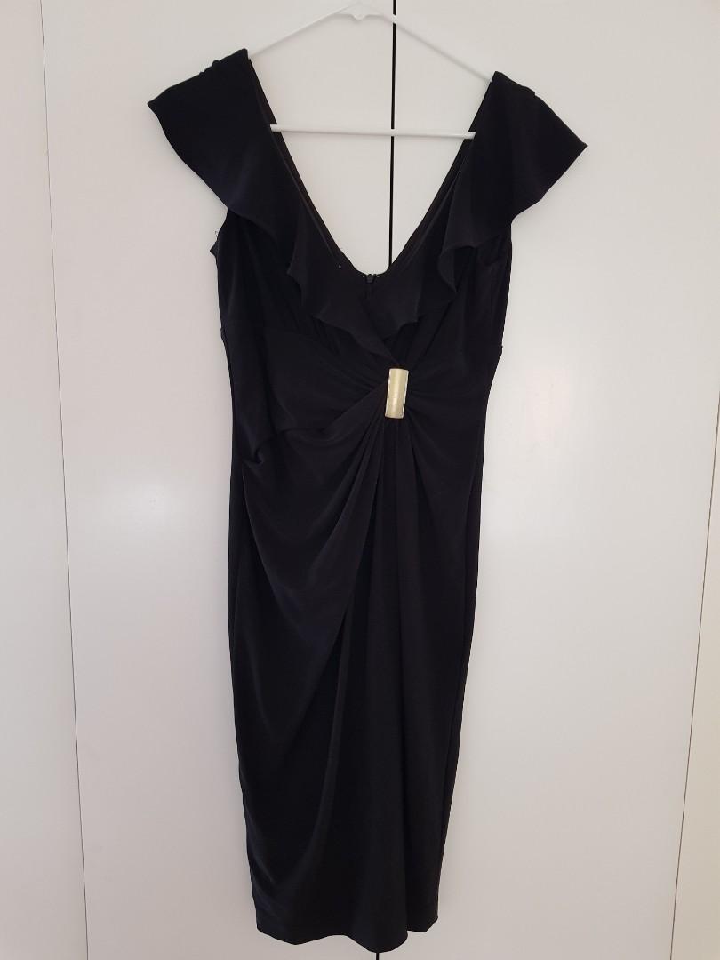 Black Draped Anne Klein Cocktail Dress Women s Fashion Dresses