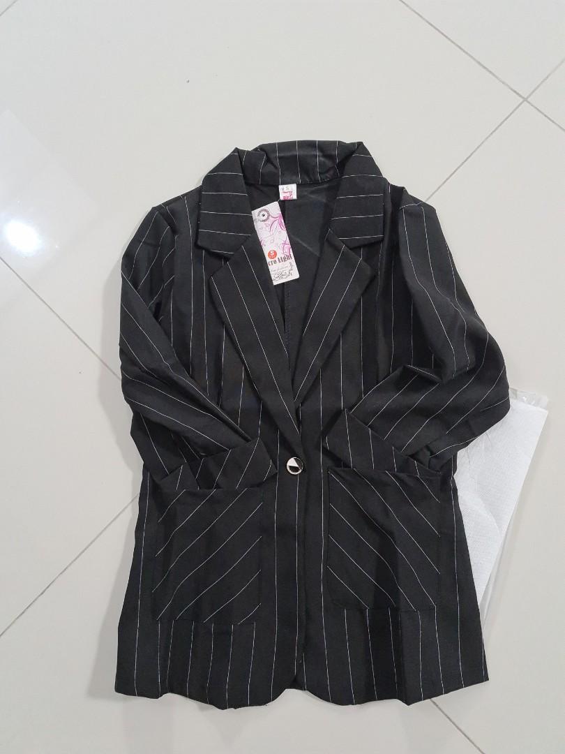 Black blazer with thin white stripe 