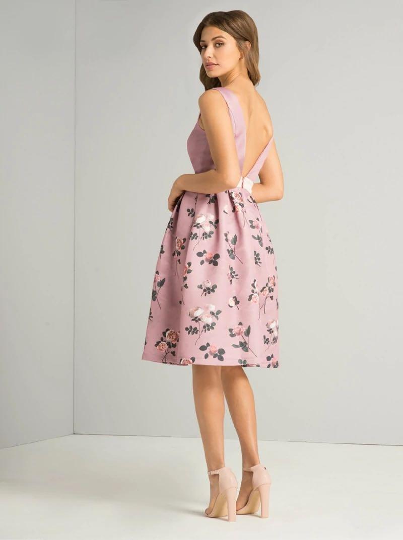 Chi Chi London Curve Sleeveless Floral Print Midi Dress - Pink