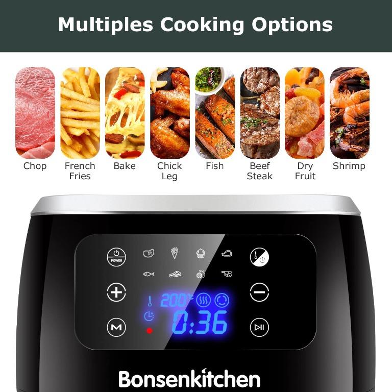 Bonsenkitchen Air Fryer, 6L Air Fryer Oven with 8 PreSet Functions