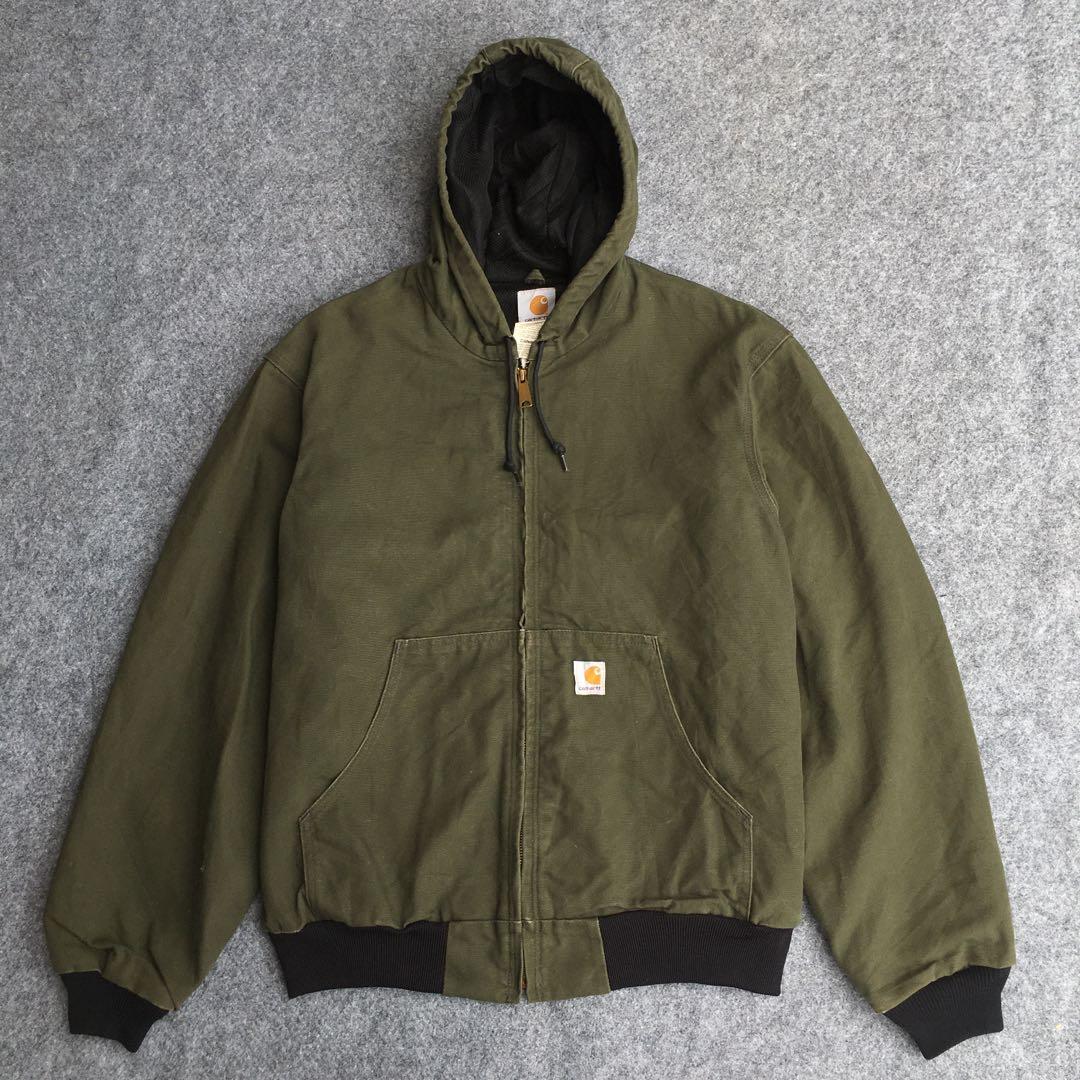 CARHARTT active jacket green army, Fesyen Pria, Pakaian , Baju Luaran di Carousell