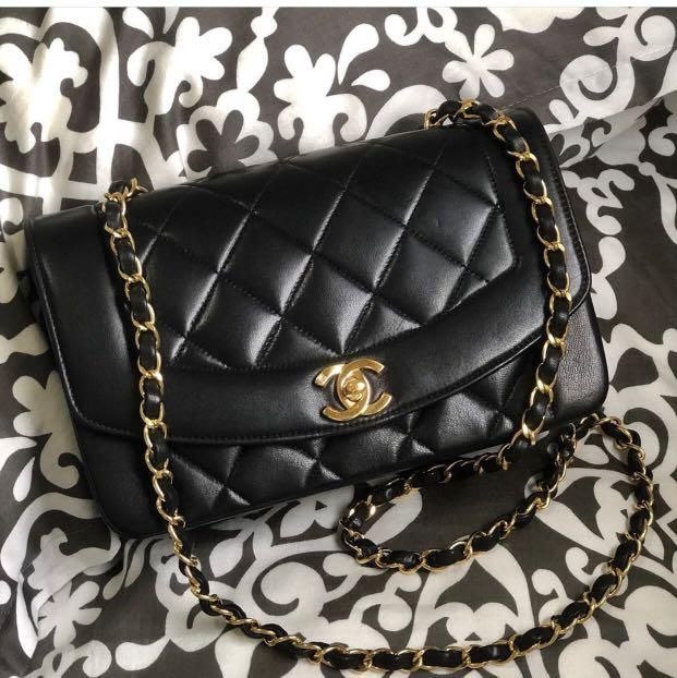 CHANEL Diana Lambskin Chain Shoulder Bag, Luxury, Bags & Wallets