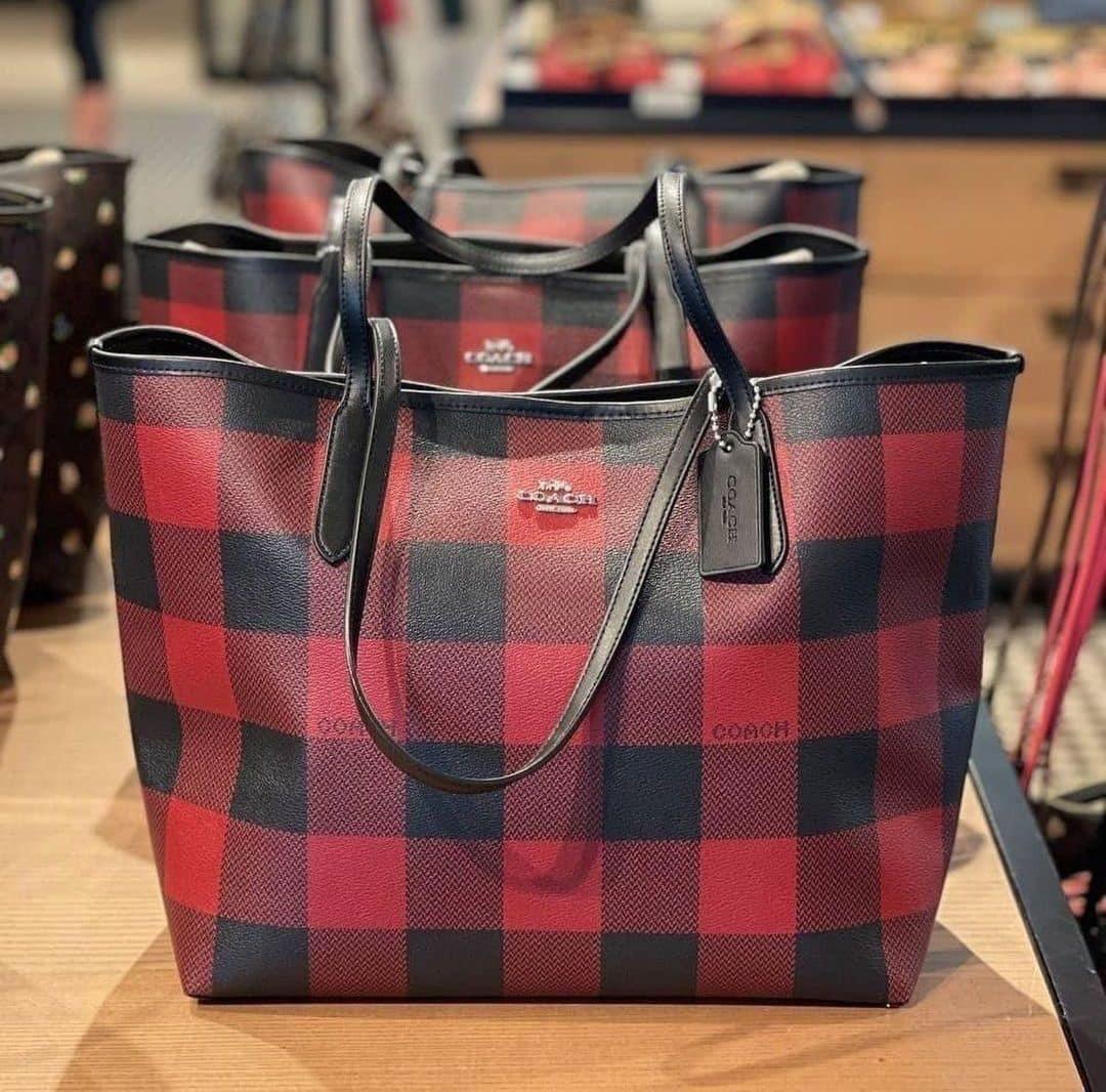 coach checkered tote