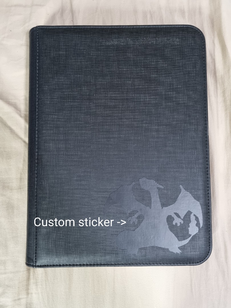 Custom Design 9 Pocket Zipped Ringless Binder (BLACK) Pokemon/Magic