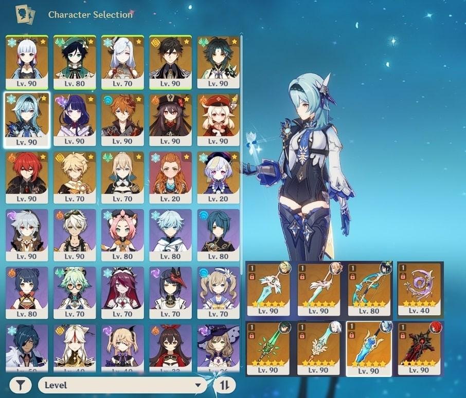 9 5*s, Hutao (Hu tao) + Staff of Homa, Childe (Tartaglia) + Skyward Harp,  Keqing + Aquilla Favonia, Venti, Qiqi, Skyward Pride Genshin Impact f2p  Account for sale, Video Gaming, Gaming Accessories