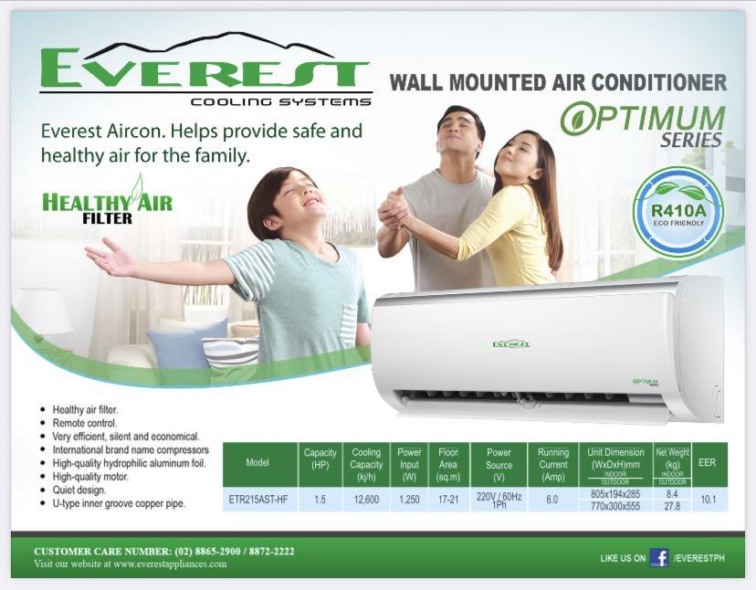 Everest Optimum Series WallMount Aircon, TV & Home Appliances, Air