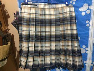 FREE SHIPPING Cute Blue Gray Beige/Cream Plaid/Checkered/Gingham Pleated Skirt (Kawaii/Vintage/Y2K/Schoolgirl/Seifuku/Sailor Uniform)