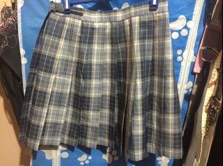 FREE SHIPPING Cute Blue Gray Plaid/Checkered/Gingham Pleated Adjustable Skirt (Kawaii/Vintage/Y2K/Schoolgirl/Seifuku/Sailor Uniform)