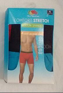 Fruit of the Loom Boxer Briefs 4-Pack Short Leg Comfort Stretch Cotton Spandex SML NewUSA