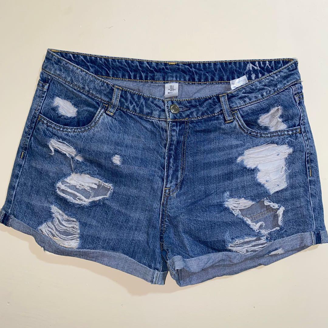 H\u0026M Ripped Denim Shorts, Women's 