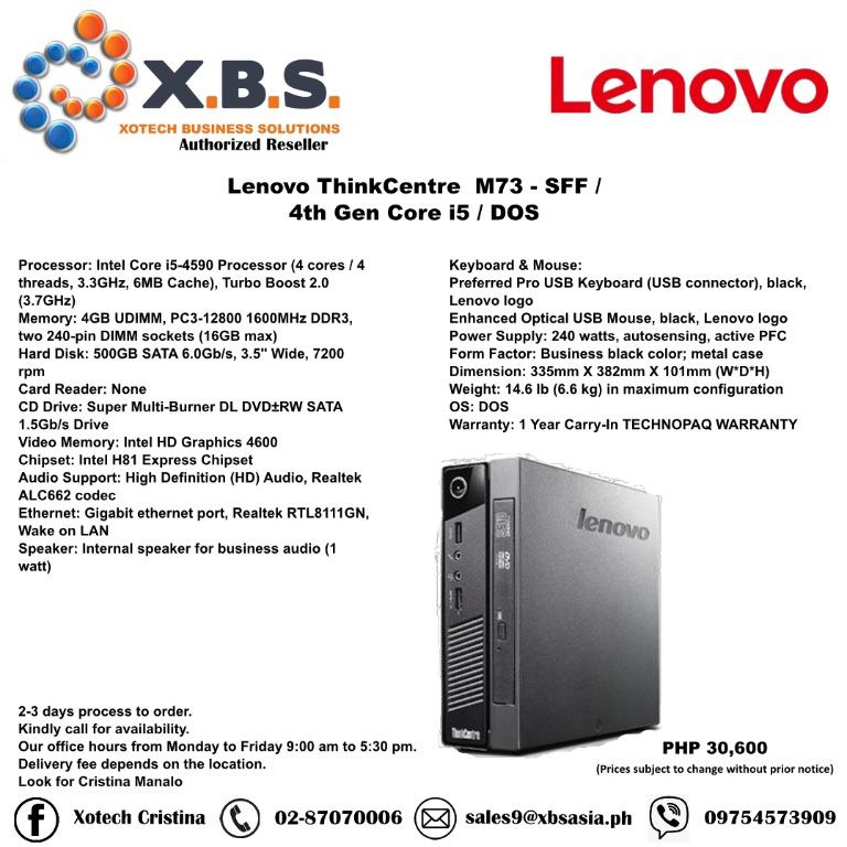 Lenovo Thinkcentre M73 Sff 4th Gen Core I5 Dos Computers Tech Desktops On Carousell