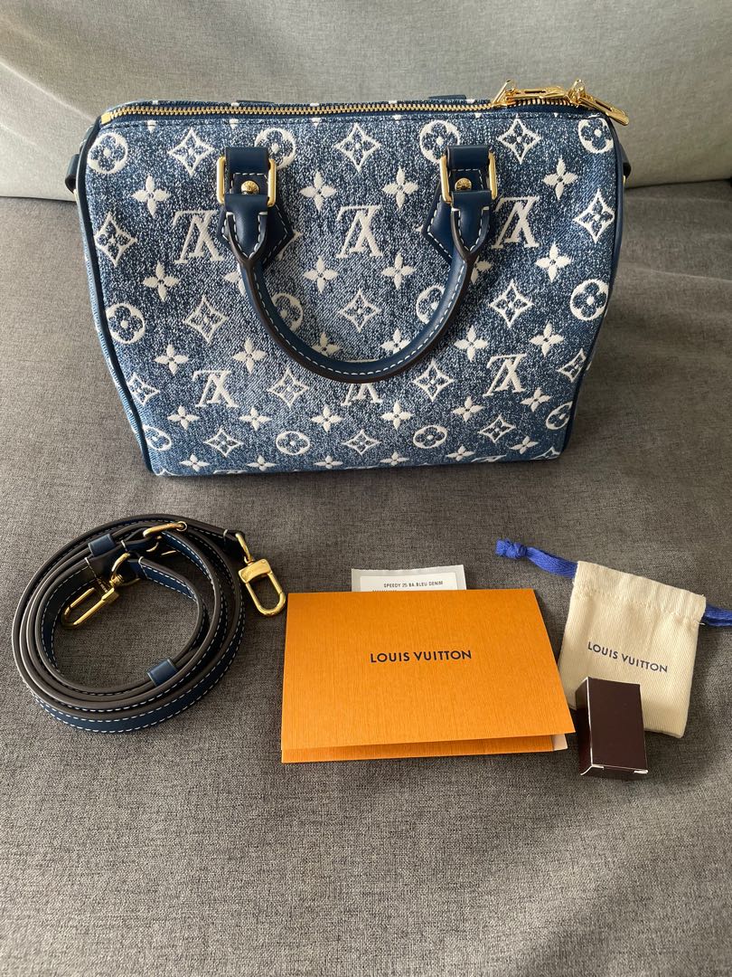 LOUIS VUITTON UNBOXING DENIM SPEEDY BANDOULIERE 25 FROM THE