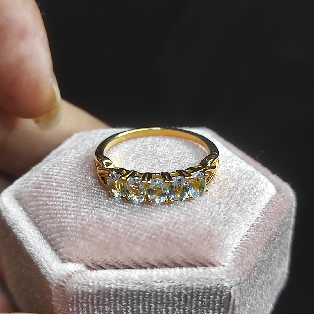 Natural Sky Blue Topaz Eternity Ring Women s Fashion Jewelry Organizers Rings on Carousell