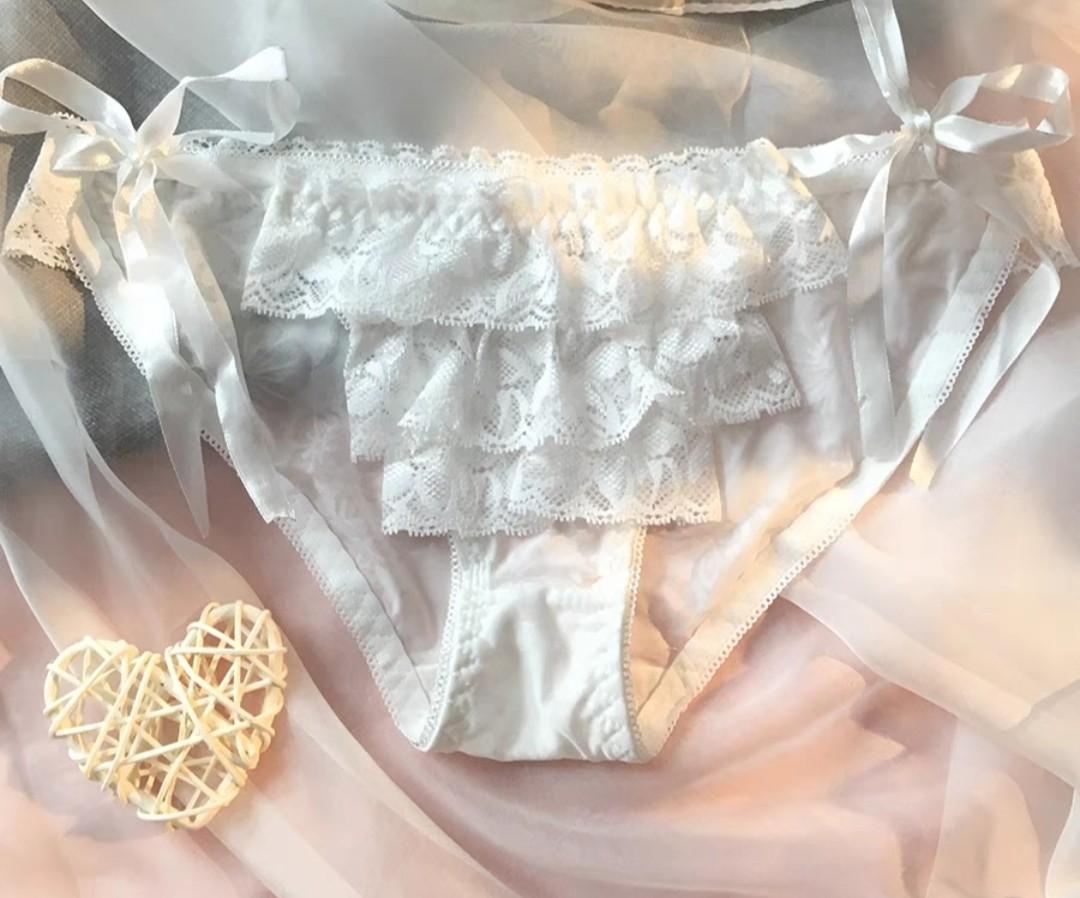 NEW Japanese style white lace panties with bother ends tied up with ribbon,  Women's Fashion, Bottoms, Other Bottoms on Carousell