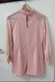 NEW!! Peach Shimmered Long Sleeve Jumpsuit (IMPORT BKK)