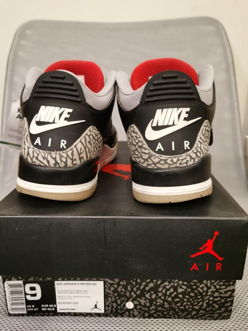 air jordan 3 black cement original