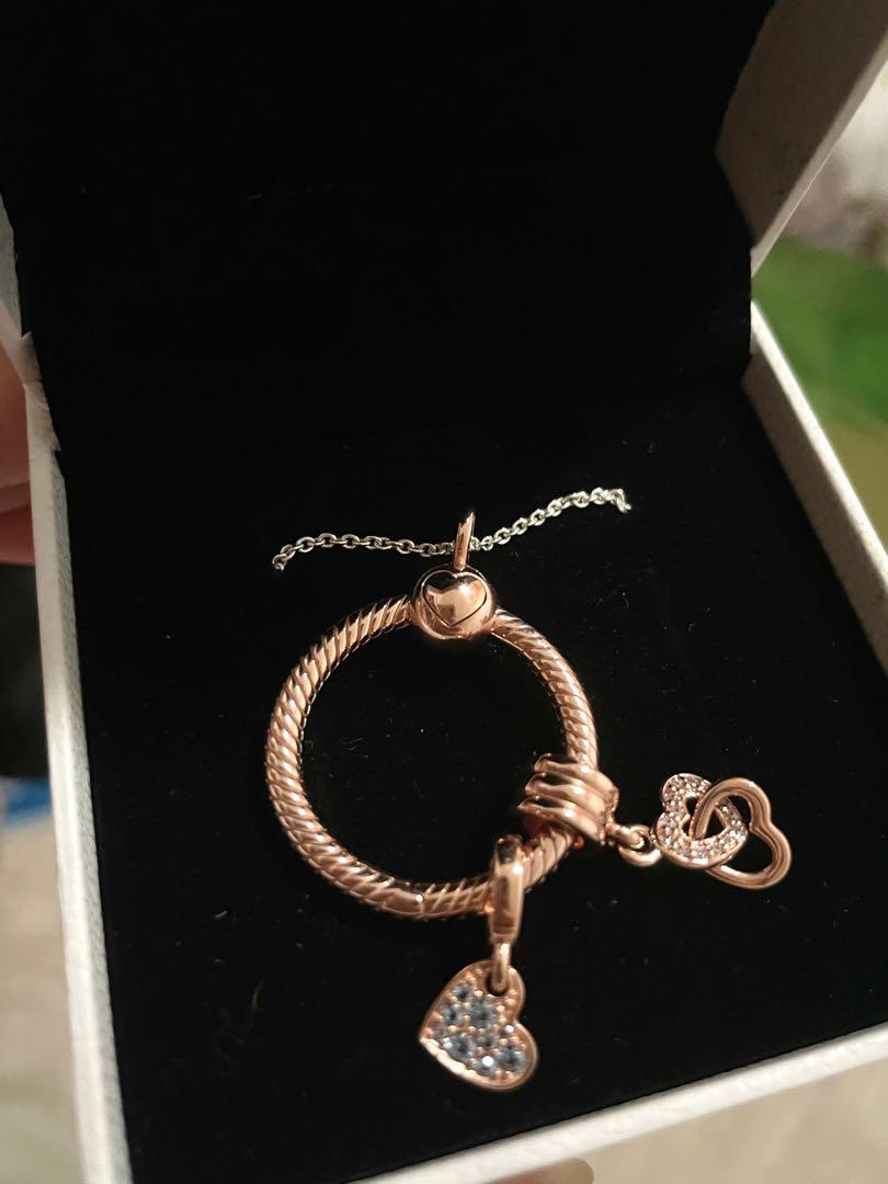 Pandora rose gold necklace set discount