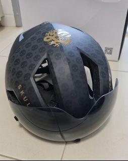 PMT Helmet black RS-01 plus dragon edition bike folding bicycle helmet with visor.