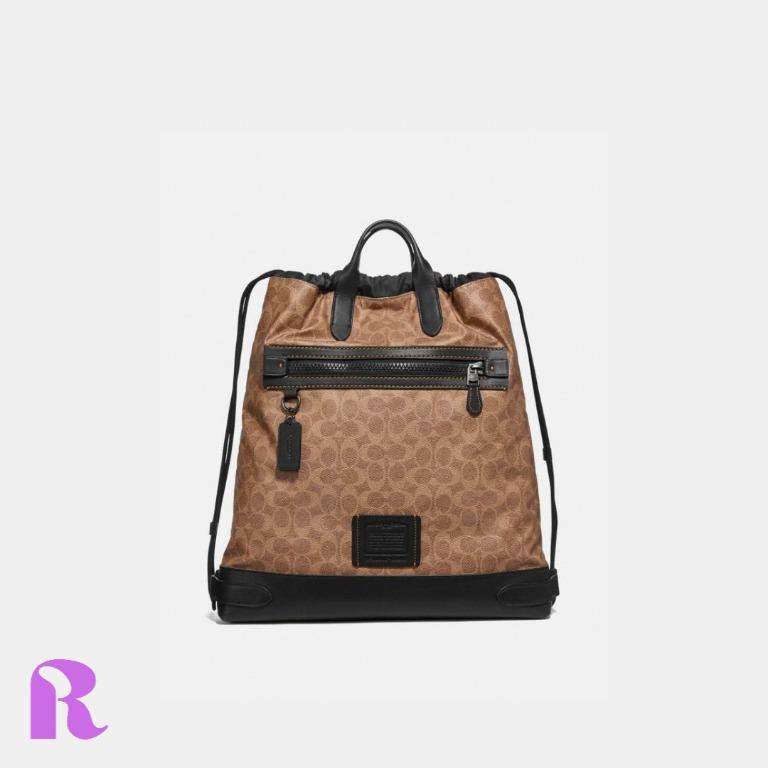 PREORDER COACH Academy Drawstring Backpack In Signature Canvas