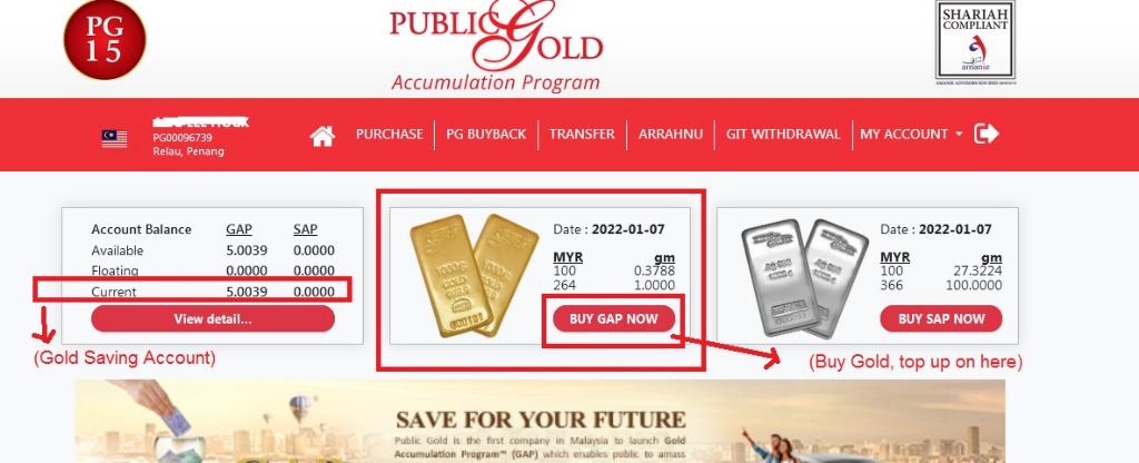 Public Gold - Gold Saving Account (Category: Others) located in Georgetown. Submitted by ricky_ang88 (Listing ID 1135840129, Image 2). Description: Public Gold - Gold Saving Account - Min Rm100, can start do saving Gold - Saving Gold, Long term Investment - Can fight for Inflation. value of money keep depreciate problem - can take out the Physical Gold anytime - Public Gold, got many branches on Malaysia. Can search online for more info. If u int
