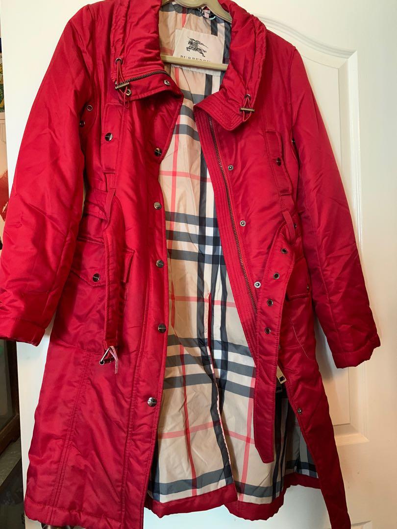 Red new arrivals burberry coat