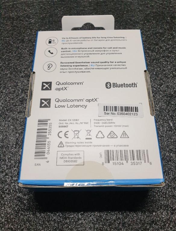 Sennheiser CX 120BT Wireless Earphones BNIB Original Audio