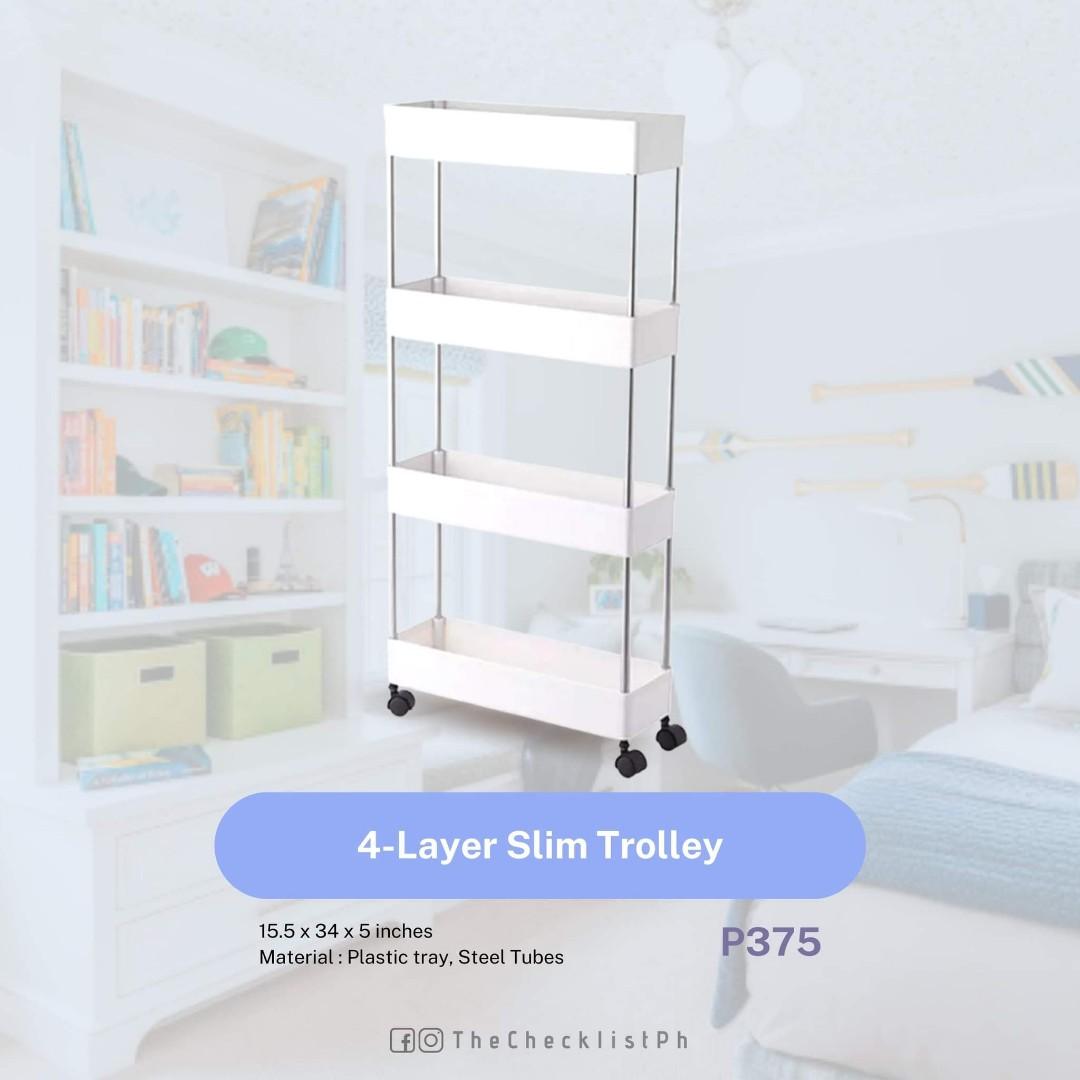 Slim Trolley (Category: Storage Boxes & Baskets) located in Manila. Submitted by thechecklistph (Listing ID 1135910526, Image 1). Description: Slim Trolley Price: 375 Dimension: 15.5x34x5 inches (LHW) Pick up or shipping c/o buyer.