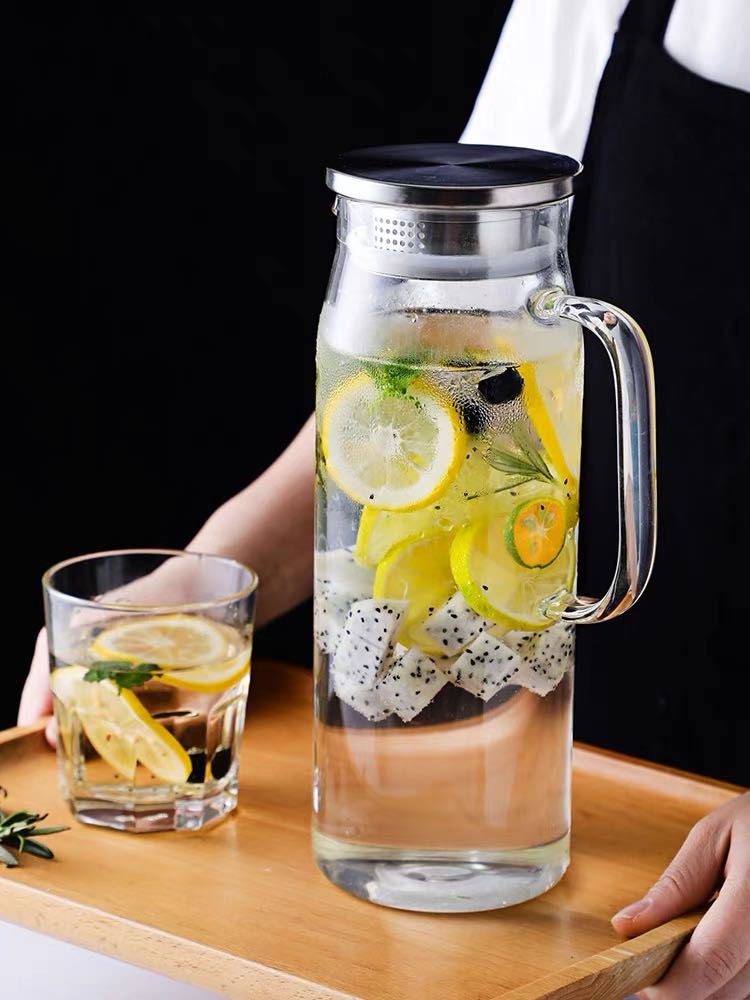 Tall glass juice jug detox water jug 1.5 litres, Furniture & Home